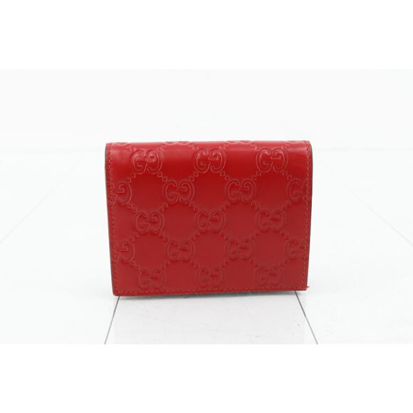 Gucci GG Guccissima Embossed Leather Red Bi-Fold Card Case / Wallet (NWOT) - Picture 1 of 8